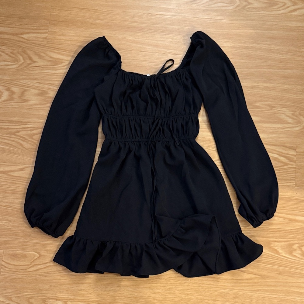 ASOS Ruched Detail Mini Dress in Black Size 2